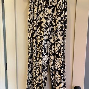 Mango Black and White Floral Wide Leg Pants
